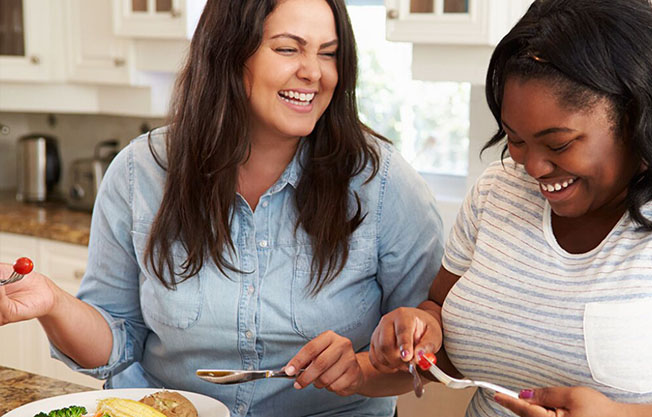 Two women discussing weight loss